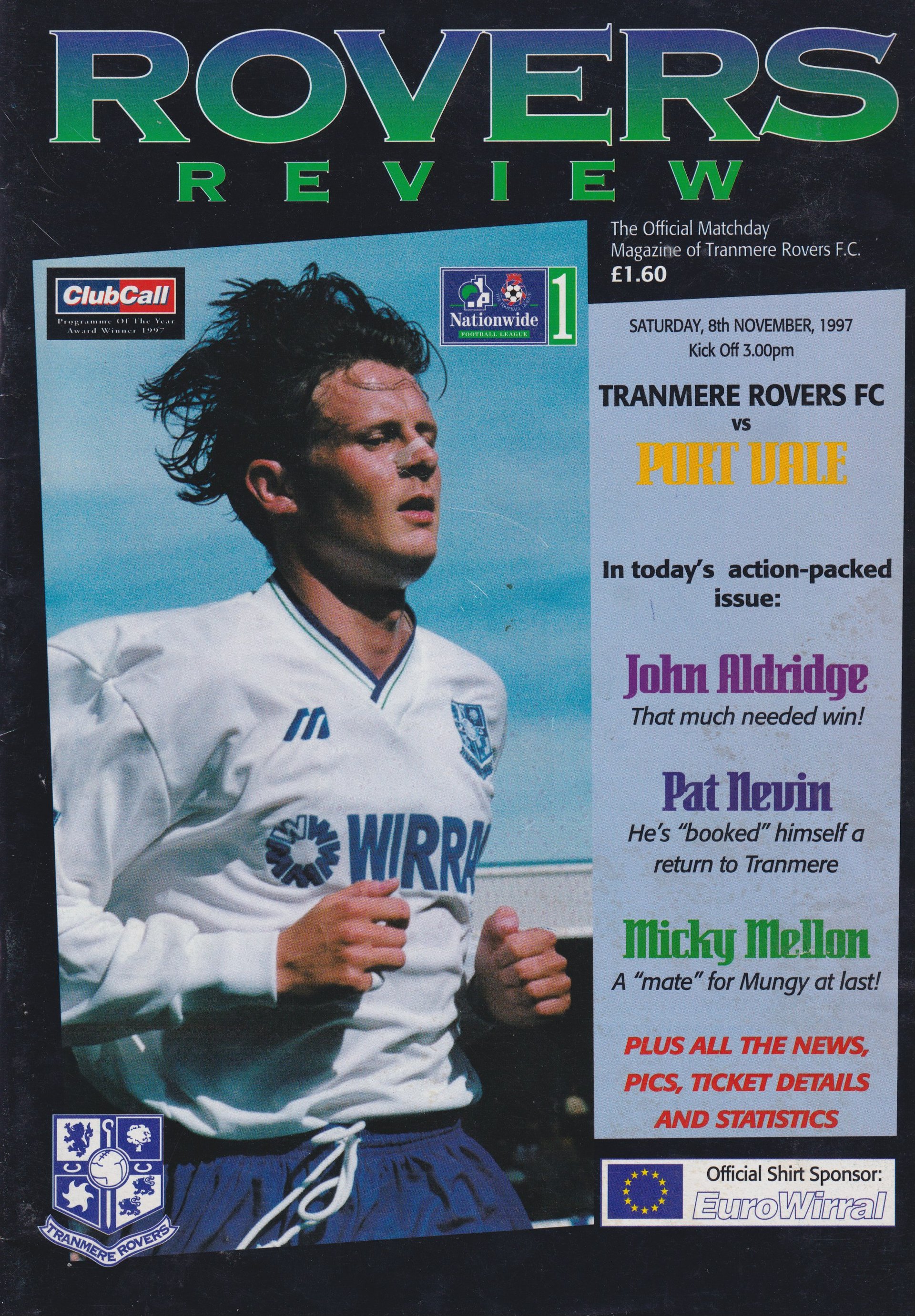 Tranmere Rovers v Port Vale match programme